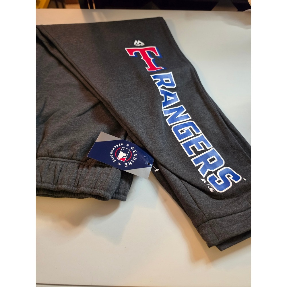 Majestic Texas Rangers MLB Sweatpants Mens Large Gray Fleece Joggers NWT‎